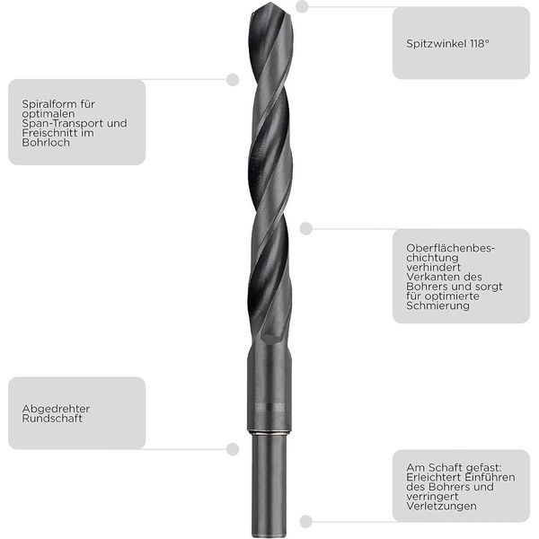 Kwb 159120 Hss Metal Twist Drill Bit 12 Mm Total Length 151 Mm Din 338 Cylinder Shank 1 Pc(S)-image