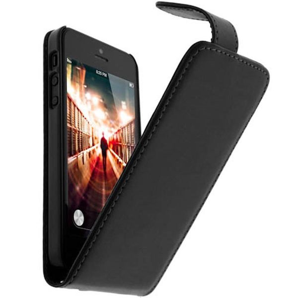 Colorfone, Custodia Protettiva Verticale Flip Per Apple Iphone 5, 5S E Se, Nero-image