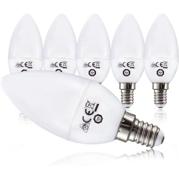 Lampadine Led Luce Calda, 5W (Equivalente A 40W), Attacco E14, Confezione Da 5, 470 Lumen, 3000 K, Luci A Candela Per Plafoniere E Lampade-image
