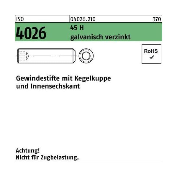 Viti A Testa Cilindrica Reyher Iso 4026 45 H M 12X14 Galv. Vz 040262100120014 (200 Pezzi)-image