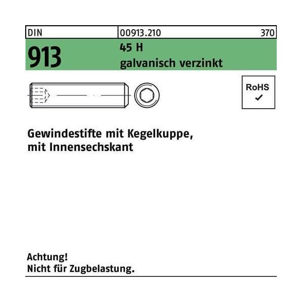 Viti A Testa Cilindrica Reyher Din 913 45 H M 12X50 Galv. Vz 009132100120050 (100 Pezzi)-image