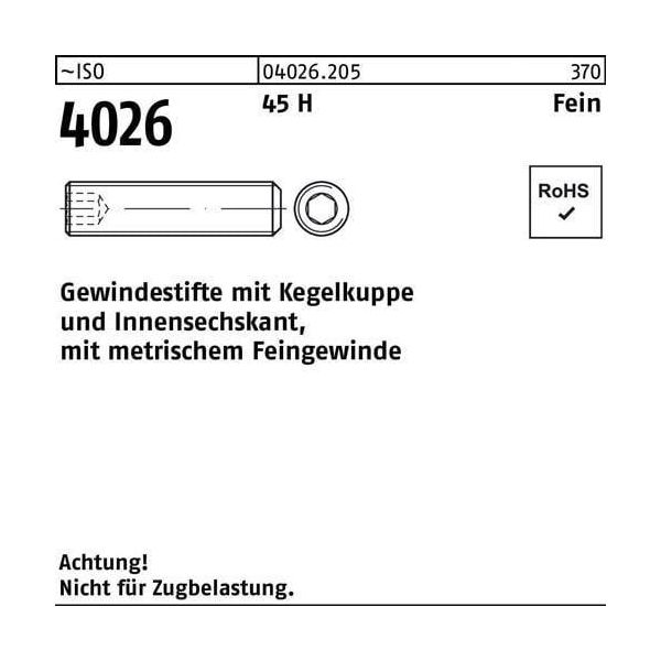 Viti A Testa Cilindrica Reyher Iso 4026 45 H M 6 X 0,75 X 8 040262050061008 (1000 Pezzi)-image