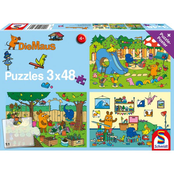 Schmidt Spiele 56394 Puzzle Un Giorno Con Il Topo - 3X 48 Pezzi-image