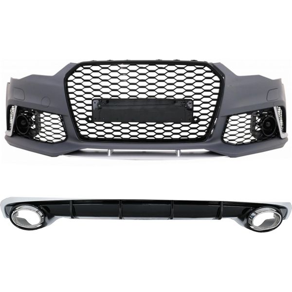 Paraurti Distributore D'aria Terminali Di Scarico Per Audi A6 4G Facelift 15-18 RS6 Look-image