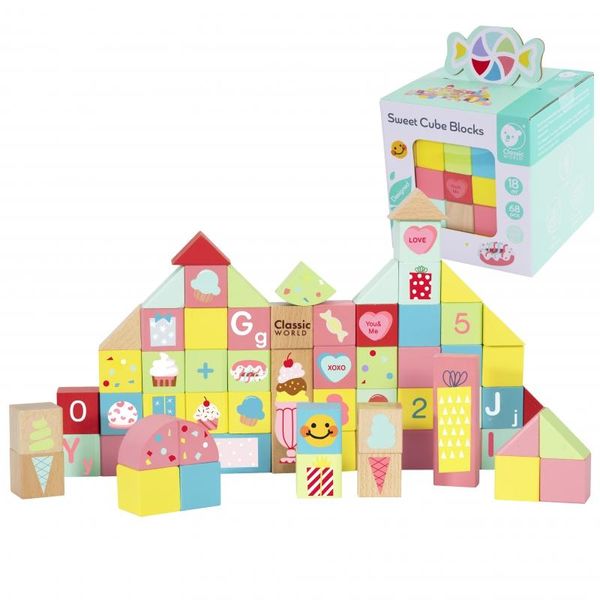 Classic World Puzzle Di Blocchi Di Legno Sweetness Imparare A Contare E Lettere 68 Elementi-image