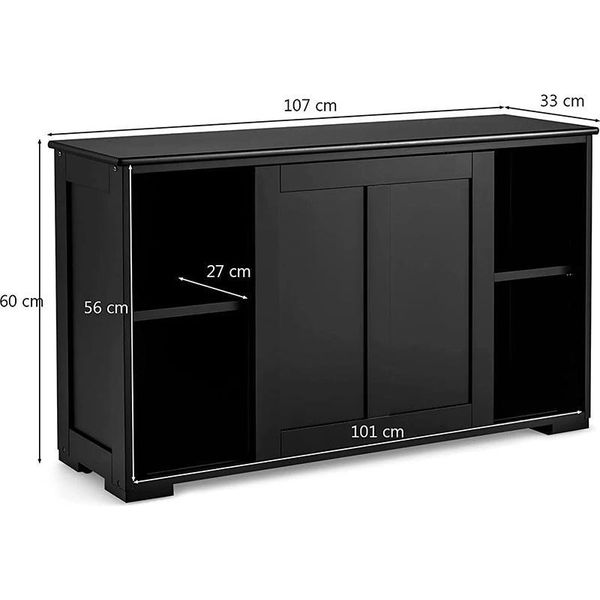 Credenza Costway, Mobile Da Cucina Con Ante Scorrevoli, Ripiano Regolabile In Altezza, Mobile Laterale Per Cucina, Sala Da Pranzo E Soggiorno, 107 X 33 X 60 Cm-image