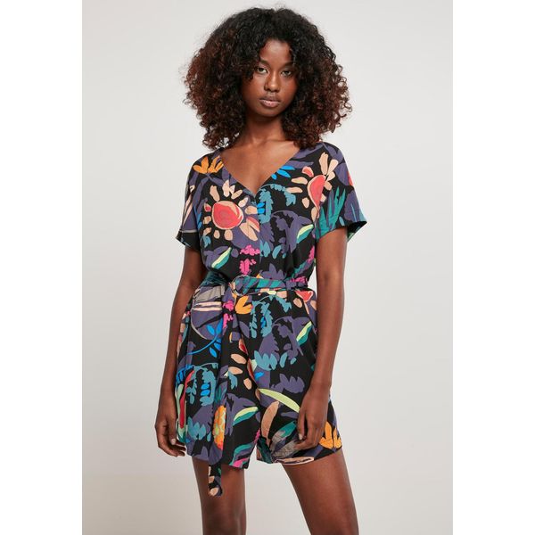 Tuta Da Donna Urban Classics Ladies Short Viscose Belt Jumpsuit Blackfruity - Xs-image