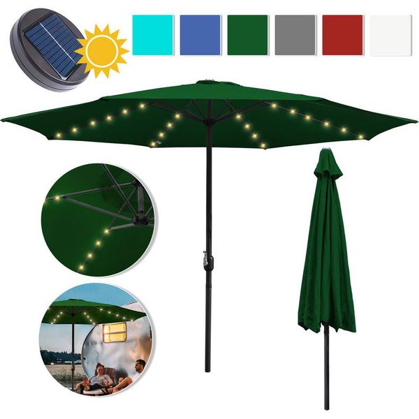 Tolletour Ombrellone Da Giardino Da 3,5 M Ombrellone Da Balcone UV40+ Giardino Idrorepellente Con Led Solare, Verde, 3,5 M-image