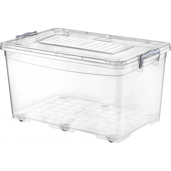 Contenitore Di Stoccaggio Scatola Trasparente Scatola Di Plastica Scatola Pieghevole Scatola Con Ruote 50L-image