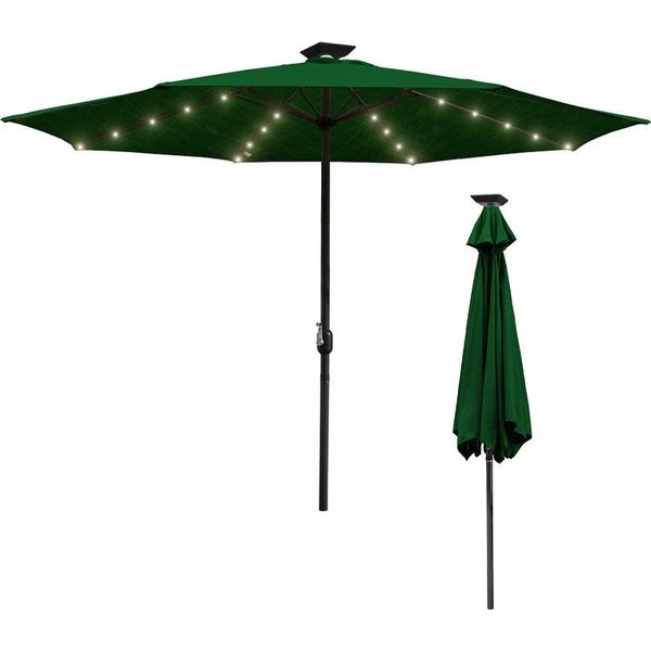 Jopassy Ombrellone Da 2,7 M UV40+ Inclinabile Protezione Solare Ombrellone Da Giardino Ombrellone Da Spiaggia Led Solare, Verde-image