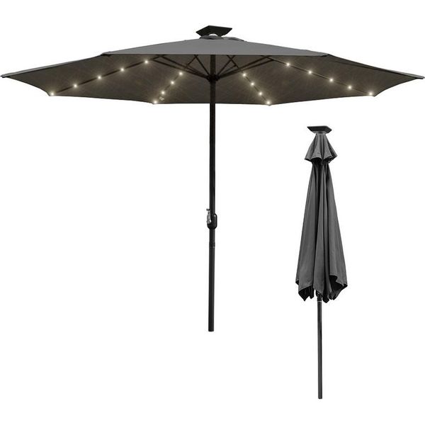 Jopassy Ombrellone Da 3,5 M UV40+ Protezione Solare Ombrellone Da Giardino Ombrellone Da Spiaggia Led Solare, Grigio-image