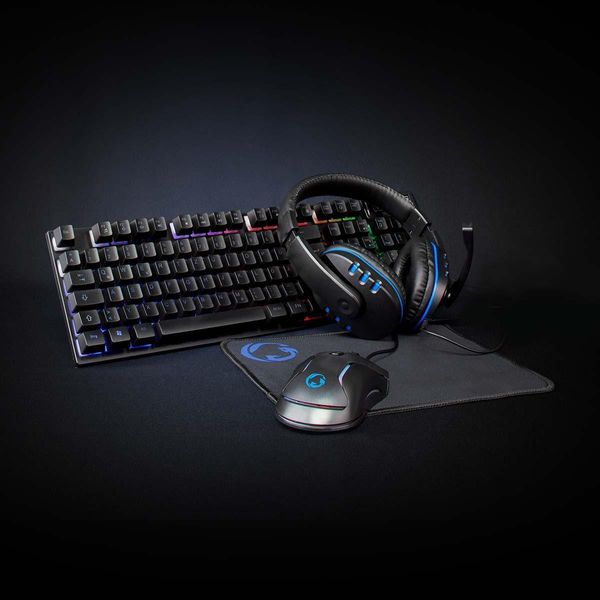 Kit Combinato Da Gioco | 5 In 1 | Tastiera, Cuffie, Mouse E Tappetino Per Mouse | Nero | Qwertz | Layout De-image