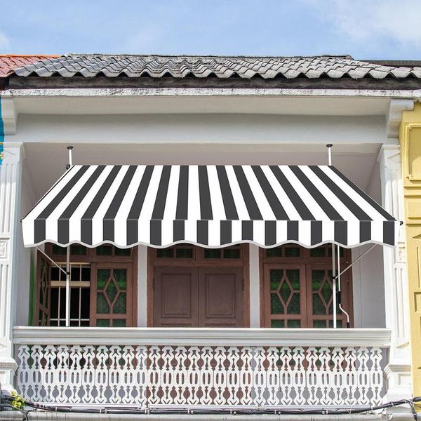 Tenda Da Sole Per Balcone Jiubiaz Tenda Resistente Ai Raggi Uv E All'acqua, Retrattile 4M, Bianco Grigio-image