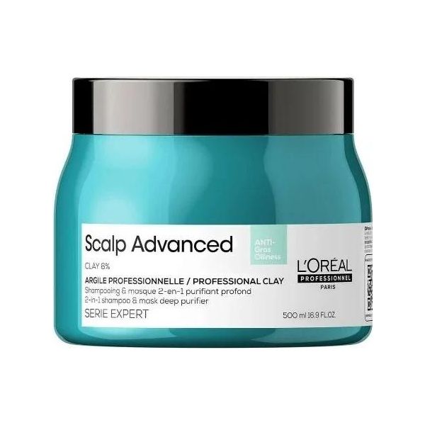 L'oréAl Professionnel Scalp Advanced Anti-Oiliness Professional Clay 2-In-1 Shampoo & Maschera Shampoo Purificatore Profondo + Maschera Per Capelli Grassi 250 Ml-image