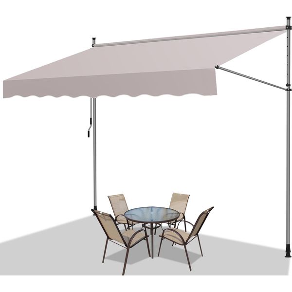 Yakimz Tenda Da Sole Tenda Da Sole A Morsetto Tenda Da Sole Per Balcone Tende Da Sole Resistenti Ai Raggi Uv Tenda Da Sole Con Braccio Articolato Beige 2,5 M-image