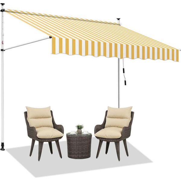 Tenda Da Sole Swanew Resistente Ai Raggi Uv E All'acqua, Retrattile 2,5 M, Gialla E Bianca-image