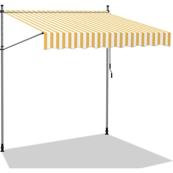 Swanew Tenda Da Sole A Morsetto Tenda Da Sole Per Balcone Tende Da Giardino Resistente Ai Raggi Uv Tenda A Bracci Pieghevoli Bianco Giallo 4M-image
