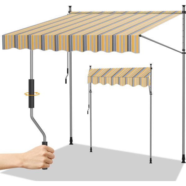 Swanew Tenda Da Sole Tenda Da Sole A Morsetto Tenda Da Sole Per Balcone Tende Da Sole Resistenti Ai Raggi Uv Tenda Da Sole Con Braccio Articolato Giallo Blu 4M-image