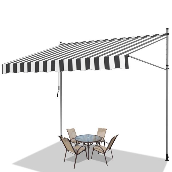 Jiubiaz Tenda Da Sole Tenda Da Sole Con Morsetti Tenda Da Sole Per Balcone Tende Da Sole Resistenti Ai Raggi Uv Tenda Da Sole Con Braccio Articolato Bianco Grigio 1,5 M-image