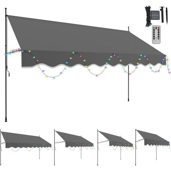 Jiubiaz Tenda Da Sole Con Morsetto A Led Tenda Da Sole Retrattile Protezione Solare Balcone Senza Foratura 300X120Cm-image