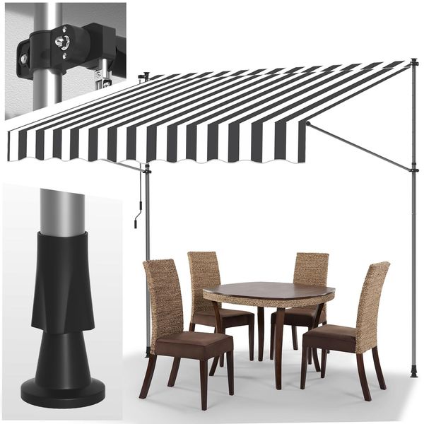 Jopassy Tenda Da Sole A Morsetto Tenda Da Sole Per Balcone Tenda Da Sole Per Giardino Resistente Ai Raggi Uv Tenda Da Sole A Bracci Pieghevoli Bianco Grigio 2M-image