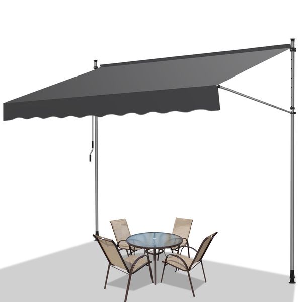 Jiubiaz Tenda Da Sole A Morsetto Tenda Da Sole Per Balcone Tenda Da Sole Per Giardino Resistente Ai Raggi Uv Tenda Da Sole A Braccio Pieghevole Grigio 3,5M-image
