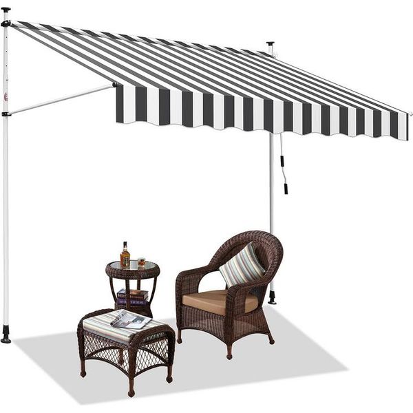 Jiubiaz Tenda Da Sole A Morsetto Tenda Da Sole Retrattile Tenda Da Sole Protezione Solare Balcone Senza Foratura 400X120Cm-image