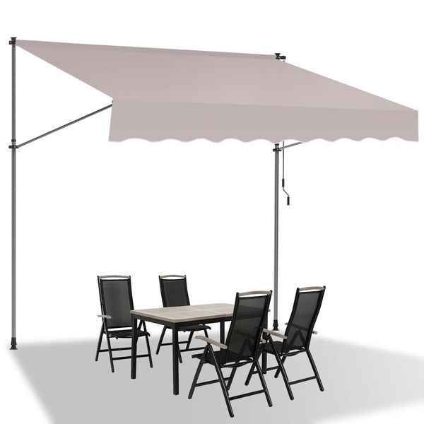 Jiubiaz Tenda Da Sole A Morsetto Tenda Da Sole Per Balcone Tenda Da Sole Per Giardino Resistente Ai Raggi Uv Tenda A Bracci Pieghevoli Beige 2M-image