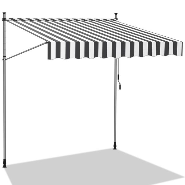 Tenda Da Sole Jopassy Tenda Da Sole Con Morsetti Tenda Da Sole Per Balcone Tende Da Sole Resistenti Ai Raggi Uv Tenda Da Sole Con Braccio Articolato Bianco Grigio 4M-image