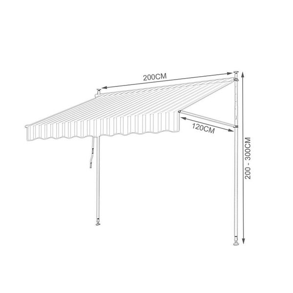 Tenda Da Sole Jopassy Resistente Ai Raggi Uv E All'acqua, Retrattile 2M, Blu E Bianco-image