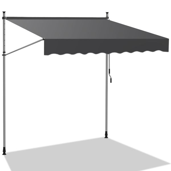Jiubiaz Tenda Da Sole A Morsetto Tenda Da Sole Per Balcone Tenda Da Sole Per Giardino Resistente Ai Raggi Uv Tenda Da Sole A Braccio Pieghevole Grigio 2,5M-image