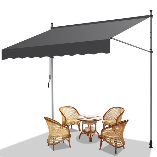 Jiubiaz Tenda Da Sole A Morsetto Tenda Da Sole Per Balcone Tenda Da Sole Per Giardino Resistente Ai Raggi Uv Tenda Da Sole A Bracci Pieghevoli Grigio 4M-image