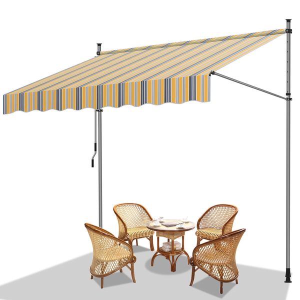 Jiubiaz Tenda Da Sole A Morsetto Tenda Da Sole Per Balcone Tenda Da Sole Per Giardino Resistente Ai Raggi Uv Tenda Da Sole A Braccio Pieghevole Giallo Blu 4M-image