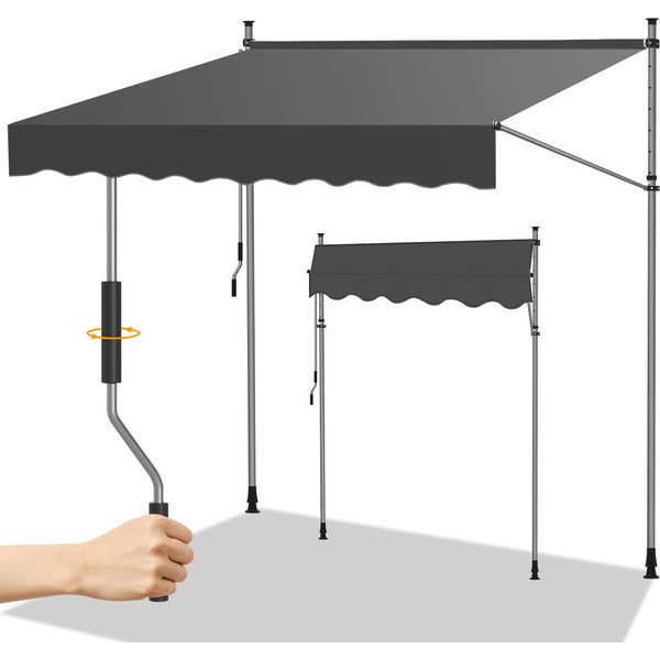 Tenda Da Sole Jopassy Tenda Da Sole A Morsetto Tenda Da Sole Per Balcone Tende Da Sole Da Giardino Resistenti Ai Raggi Uv Tenda Da Sole Con Braccio Articolato Grigio 4M-image