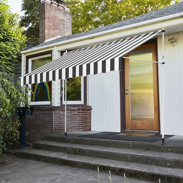 Tenda Da Balcone Jopassy Resistente Ai Raggi Uv E All'acqua, Retrattile 2,5 M, Bianco-Grigio-image