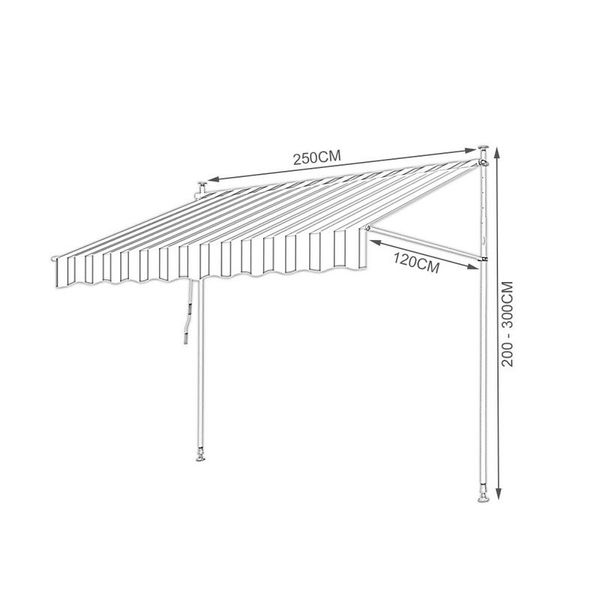 Tenda Da Balcone Jopassy Resistente Ai Raggi Uv E All'acqua, Retrattile 2,5 M, Blu E Bianco-image