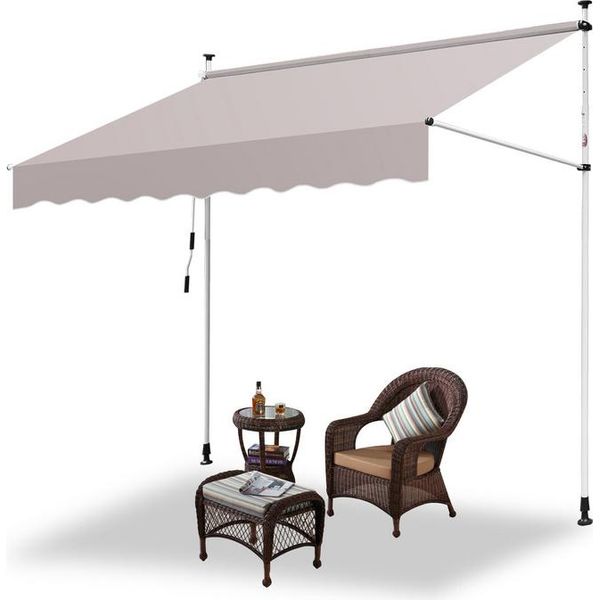 Tenda Da Sole Fiqops Resistente Ai Raggi Uv E All'acqua, Retrattile 2M, Beige-image