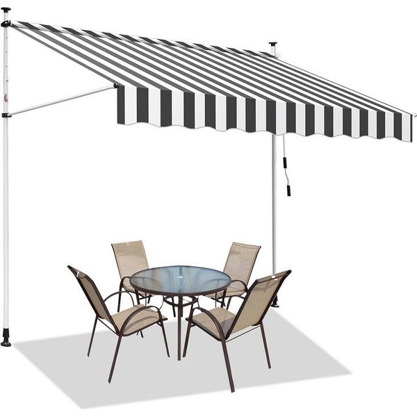 Tenda Da Sole Tolletour Resistente Ai Raggi Uv E All'acqua, Retrattile 2,5 M, Bianco-Grigio-image