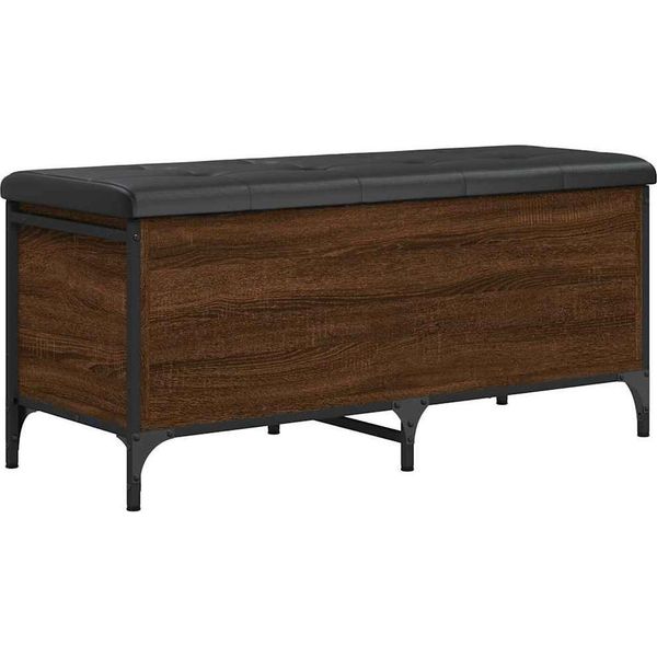 Panca Con Vano Portaoggetti Rovere Marrone 102X42X45 Cm Materiale A Base Di Legno-image