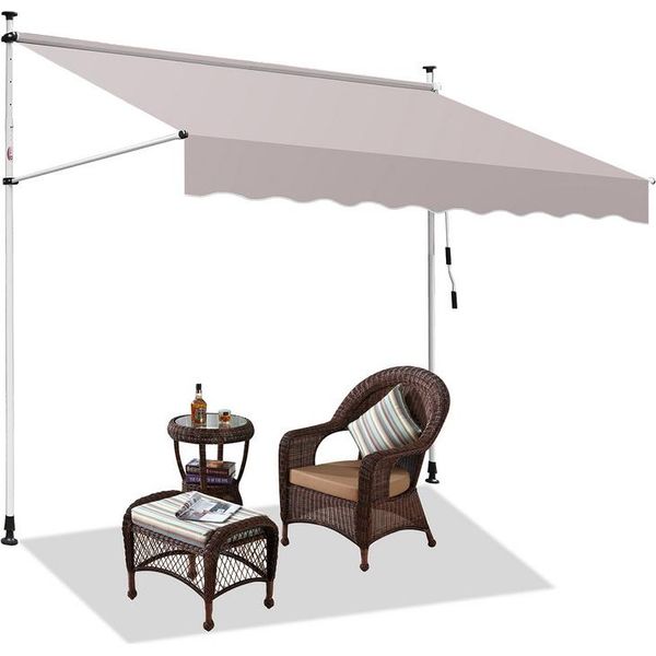 Tenda Da Sole Tolletour Resistente Ai Raggi Uv E All'acqua, Retrattile 2 M, Beige-image