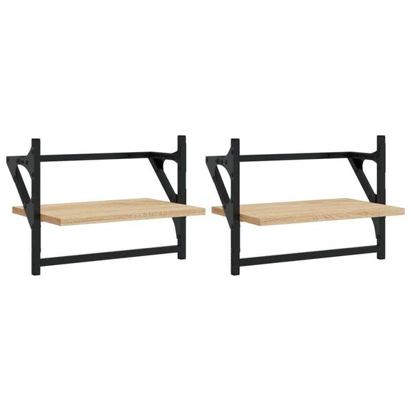 Vidaxl Mensole A Muro Con Barre 2 Pezzi Rovere Sonoma 40X25X30 Cm-image