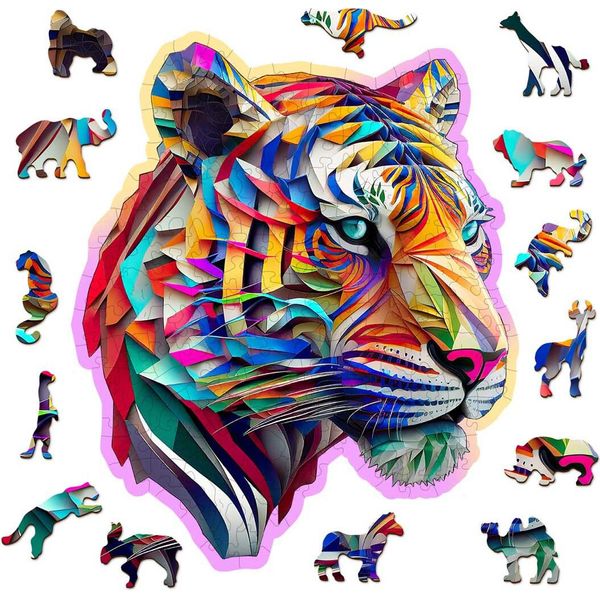 Città Di Legno Puzzle Di Legno Tigre Colorata-image