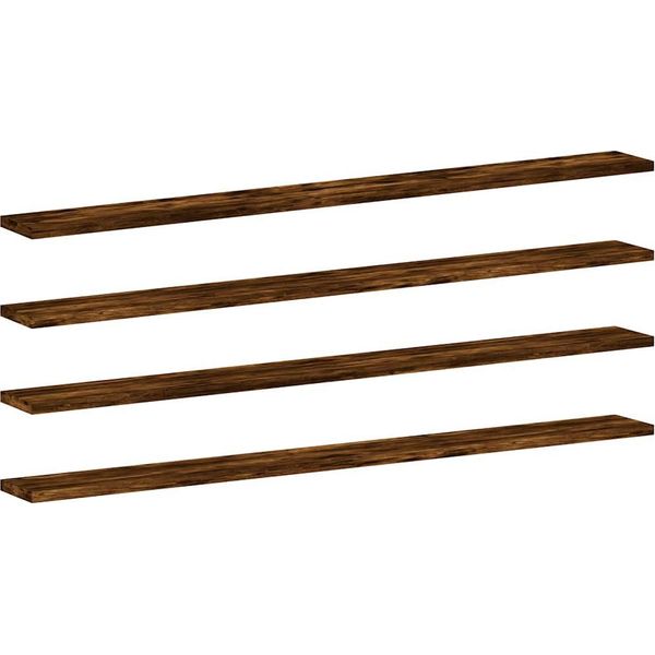 Mensole A Muro 4 Pz. Rovere Affumicato 100X10X1,5 Cm Materiale A Base Di Legno-image