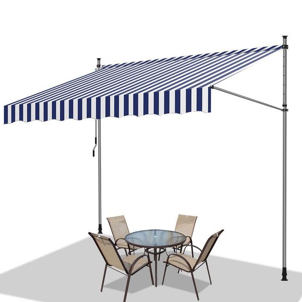 Tenda Da Sole Jopassy Tenda Da Sole A Morsetto Tenda Da Sole Per Balcone Senza Foratura - Regolabile In Altezza Tenda Da Sole Resistente Ai Raggi Uv E Idrorepellente 350 Cm Bianco Blu-image