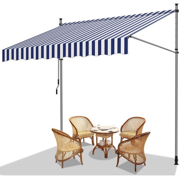 Tenda Da Sole Jopassy Tenda Da Sole A Morsetto Tenda Da Sole Per Balcone Senza Forature - Regolabile In Altezza Tenda Da Sole Resistente Ai Raggi Uv E Idrorepellente 150 Cm Bianco Blu-image