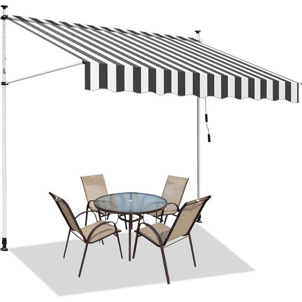Jopassy Tenda Da Sole A Morsetto Tenda Da Balcone Senza Trapano Regolabile In Altezza Tenda Da Sole Resistente Ai Raggi Uv E Idrorepellente 200 Cm Bianco Grigio-image