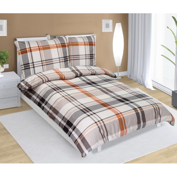 Biancheria Da Letto In Cotone - Grigio, Arancione - 140X200, 70X90-image