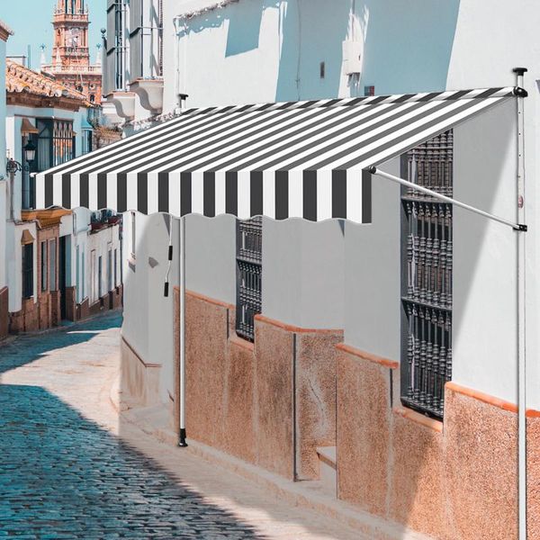 Tenda Da Sole Tolletour Tenda Da Sole Articolata Idrorepellente Per Balcone Tenda Da Sole Per Balcone Protezione Solare Tenda Da Sole A Morsetto Bianco E Grigio 2M-image