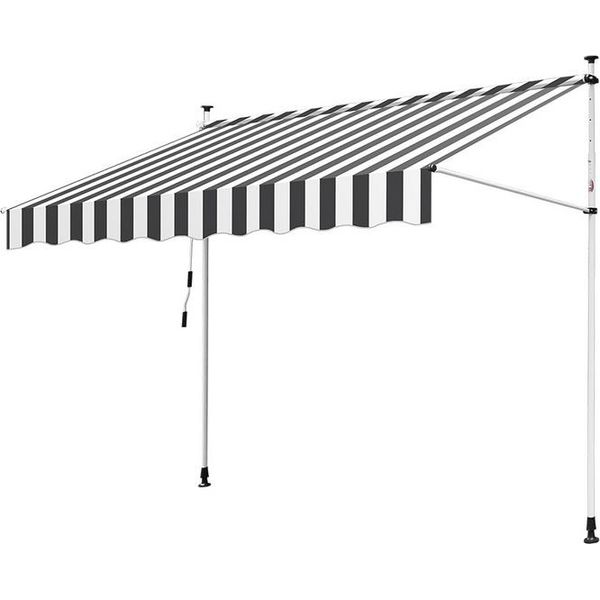 Tenda Da Sole Tolletour Tenda Da Sole Articolata Idrorepellente Per Balcone Tenda Da Sole Per Balcone Protezione Solare Tenda Da Sole A Morsetto Bianco E Grigio 3,5 M-image