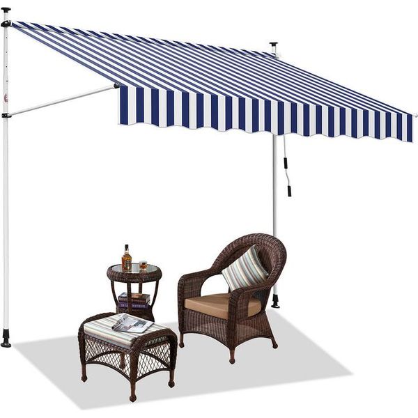 Tolletour Tenda Da Sole A Morsetto Tenda Da Sole Senza Forature Tenda Da Sole Per Balcone Regolabile In Altezza Tenda Da Sole Per Balcone 200 Cm Bianco Blu-image